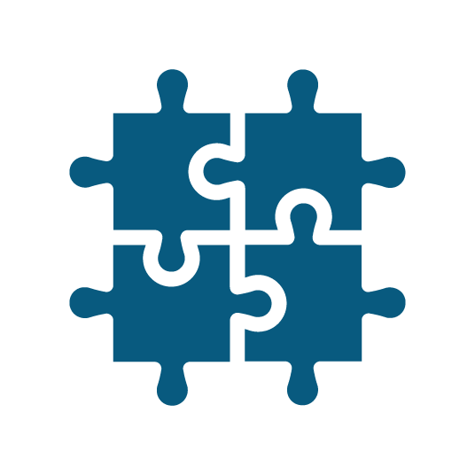 Blue interlocking puzzle pieces icon