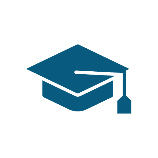 Blue graduation cap icon