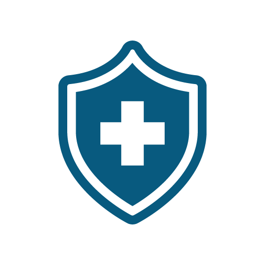 Blue shield with medical cross icon