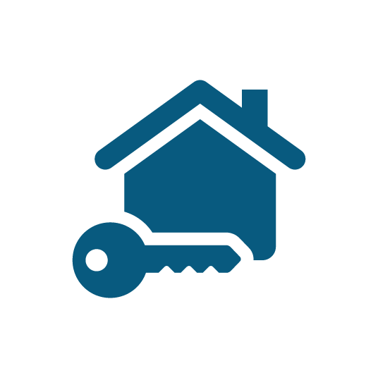 Blue house and key icon