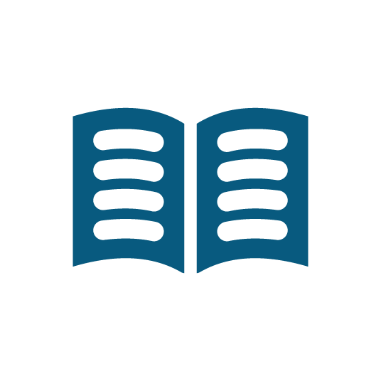 Blue open book icon illustration