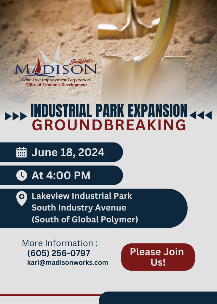 Industrial park expansion groundbreaking event announcement poster