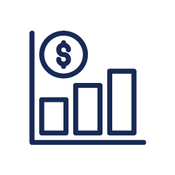 Bar chart with dollar sign icon