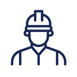 Construction worker icon wearing hard hat